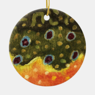Brook Trout Skin Fly Fishing Ceramic Tree Decoration
