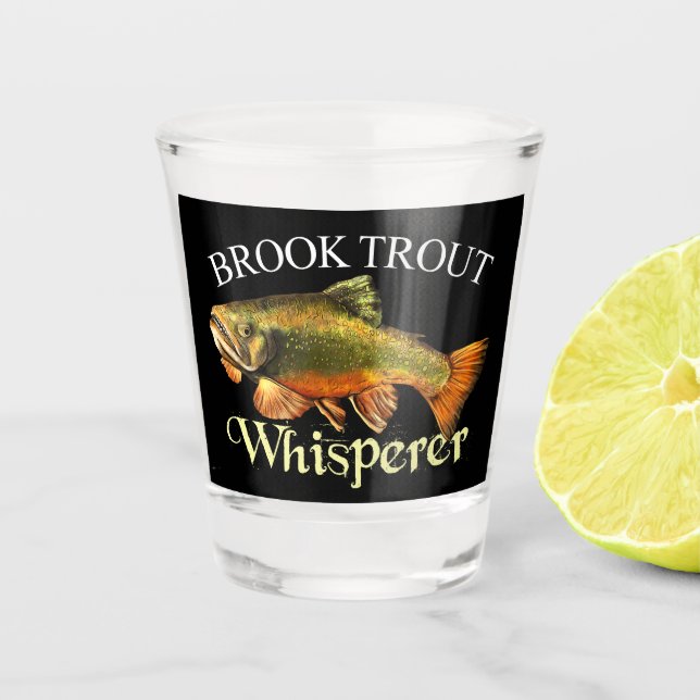Brook Trout Whisperer Dark Shot Glass (Front)