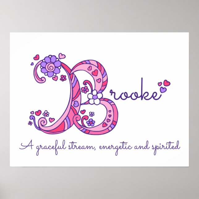 Brooke B initial doodle art name meaning Poster (Front)