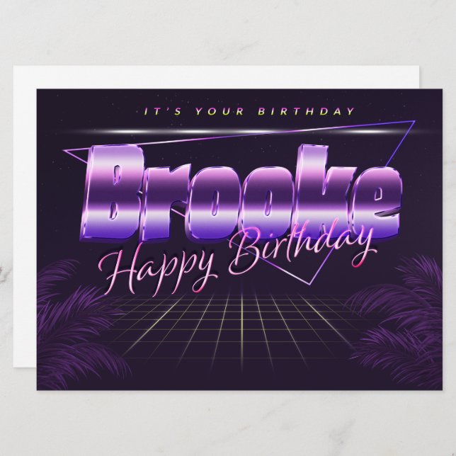 Brooke Name First name pura retro card Birthday (Front/Back)