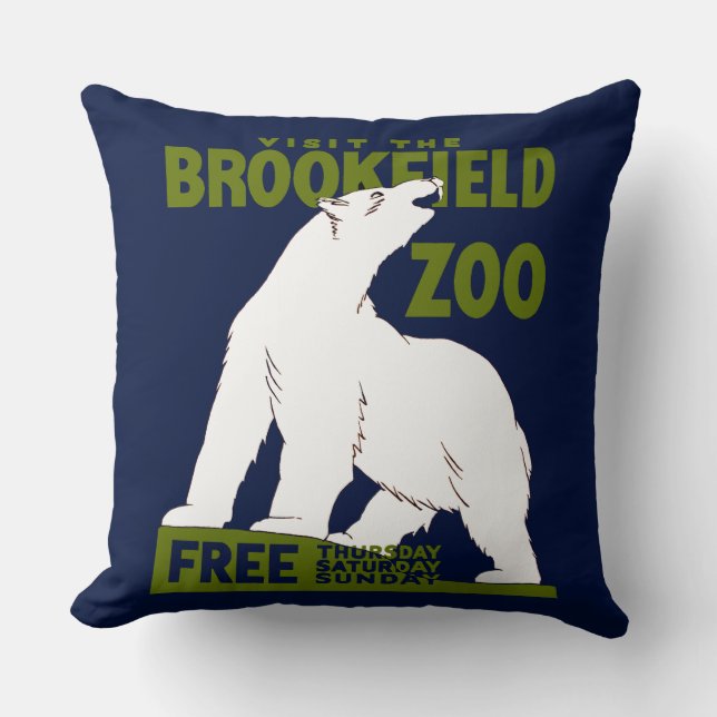 Brookfield Zoo, Federal Art Program Poster 1936 Cushion (Front)