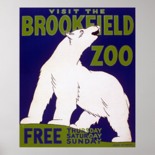 Brookfield Zoo Polar Bear Vintage WPA Poster