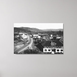 Brookings, Oregon Town View and Ocean Photograph Canvas Print