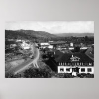 Brookings, Oregon Town View and Ocean Photograph