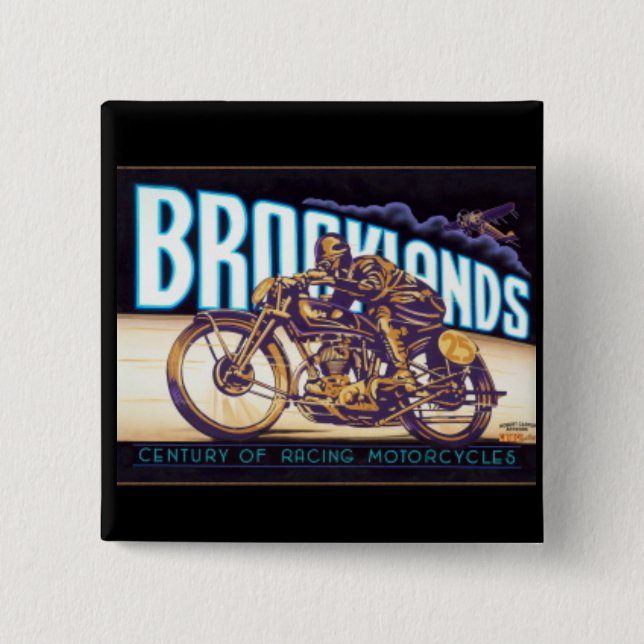 "Brookland's Motorcycle Racing" 15 Cm Square Badge (Front)