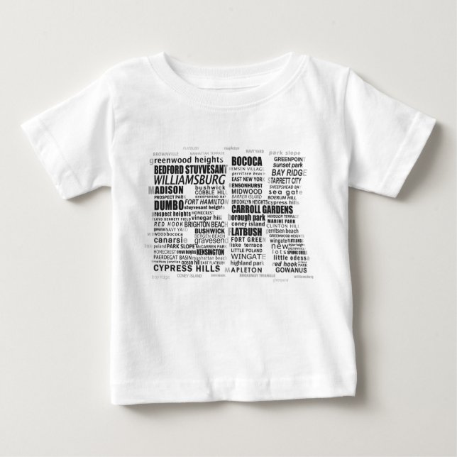 Brooklyn BK  NYC Word Art Map Baby T-Shirt (Front)