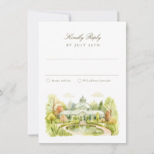 Brooklyn Botanic Garden Watercolor Wedding RSVP Invitation