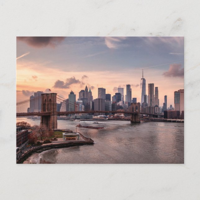 Brooklyn Bridge and Lower Manhattan Postcard (Front)