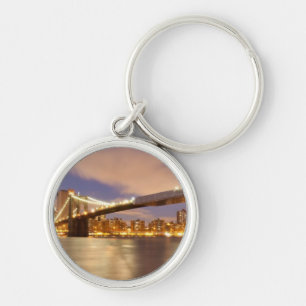 Brooklyn Bridge and Manhattan at Night. Key Ring