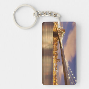 Brooklyn Bridge and Manhattan at Night. Key Ring