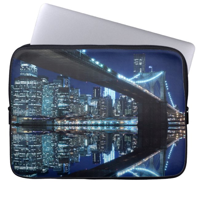 Brooklyn Bridge and Manhattan Skyline Laptop Sleeve (Front)