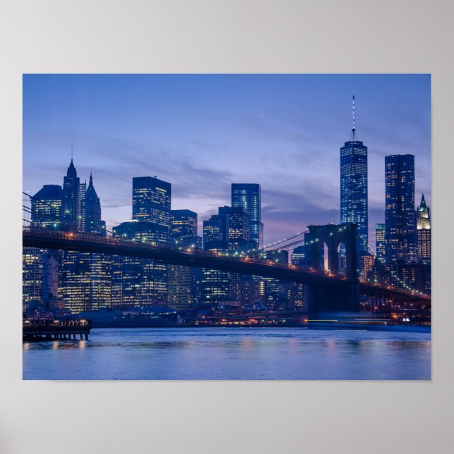 Brooklyn Bridge at Dusk Poster (Front)