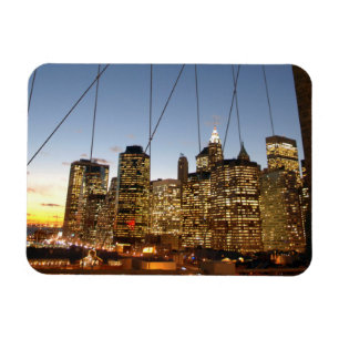Brooklyn Bridge At Dusk With Manhattan Skyline Magnet