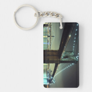 Brooklyn Bridge at night Manhattan Bridge Key Ring
