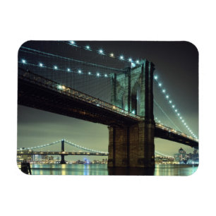 Brooklyn Bridge at night Manhattan Bridge Magnet
