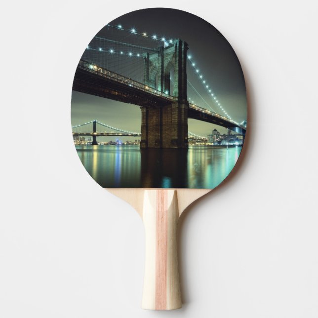 Brooklyn Bridge at night  Manhattan Bridge Ping Pong Paddle (Front)