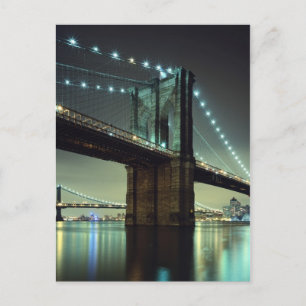 Brooklyn Bridge at night  Manhattan Bridge Postcard