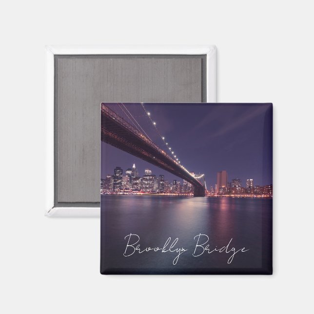 Brooklyn Bridge at Night, Manhattan Lights Magnet (Front/Back)