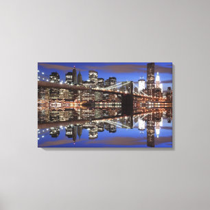 Brooklyn Bridge At Night, New York City Canvas Print