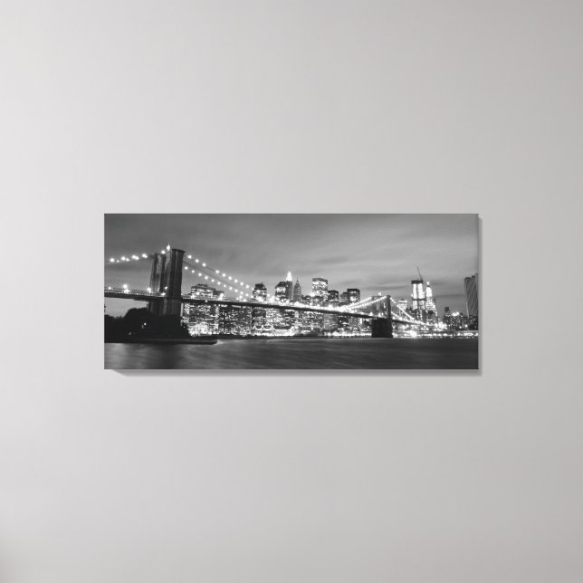 Brooklyn Bridge At Night, New York City Canvas Print (Front)