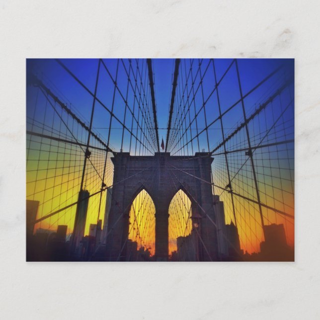 Brooklyn Bridge At Sunset Postcard (Front)