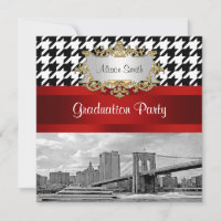 Brooklyn Bridge Blk Wht Houndstooth Graduation