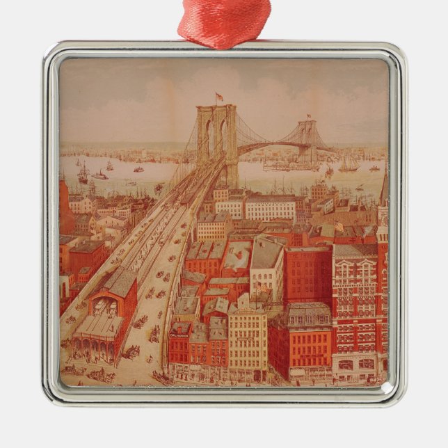 Brooklyn Bridge, c.1883 Metal Tree Decoration (Front)