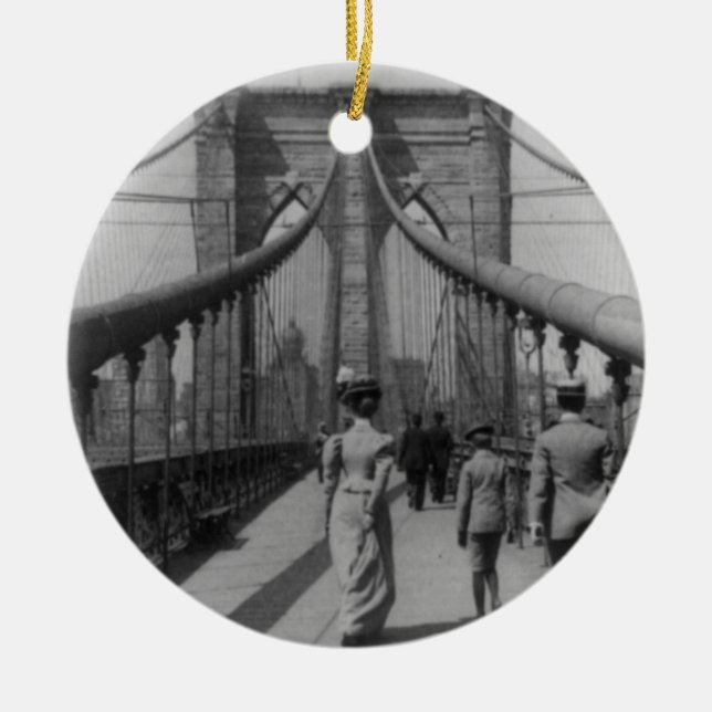 Brooklyn Bridge Ceramic Tree Decoration (Front)