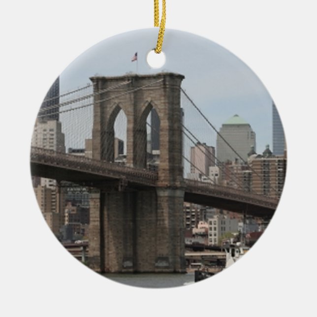 Brooklyn Bridge Ceramic Tree Decoration (Front)