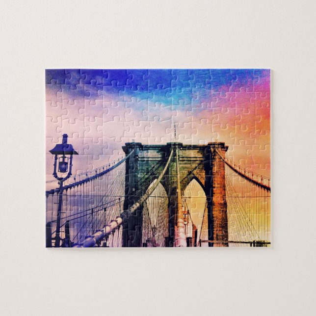 Brooklyn Bridge - Colourful - New York City Jigsaw Puzzle (Horizontal)