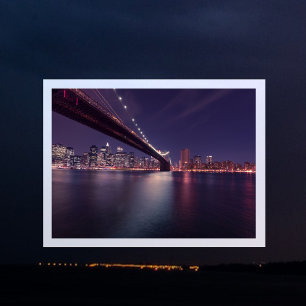 Brooklyn Bridge, East River, Manhattan Lights Postcard