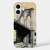 Brooklyn Bridge Ferry Boats Sepia