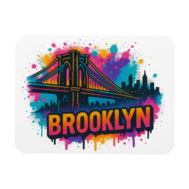 Brooklyn Bridge Graffiti Pop Art – Colourful Urban Magnet (Horizontal)