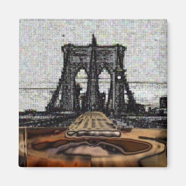 Brooklyn Bridge & Guitar Magnet (Front)