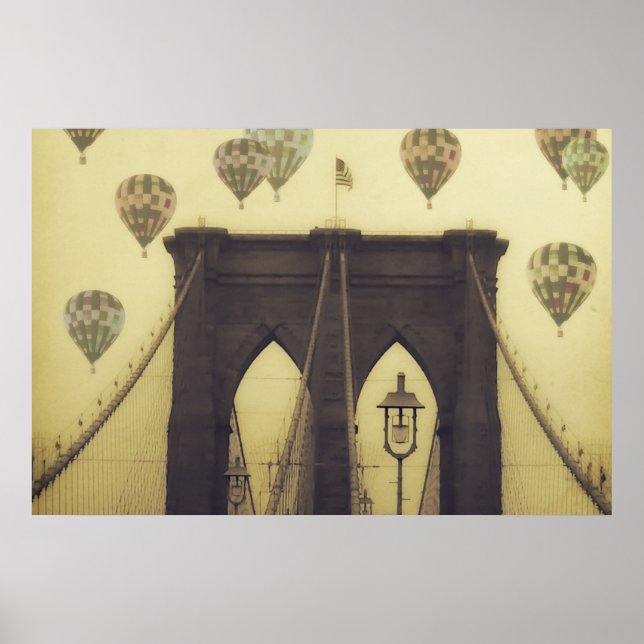 Brooklyn Bridge Hot Air Balloons Poster (Front)