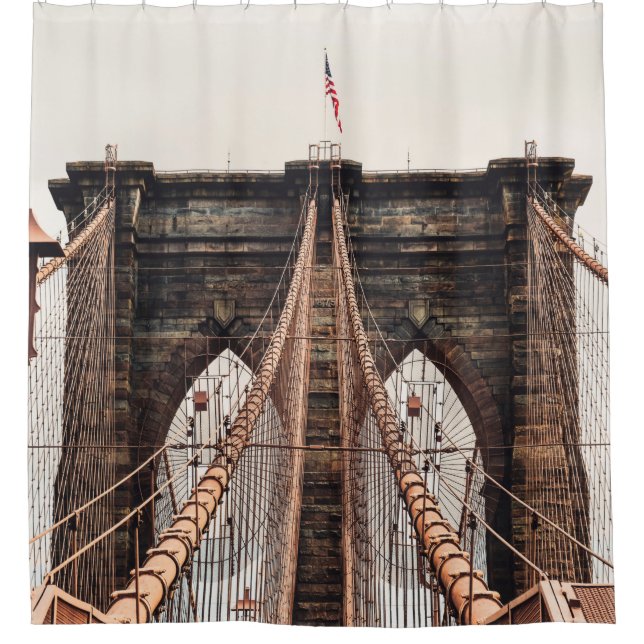 Brooklyn Bridge in New Yorkabstract, america, amer Shower Curtain (Front)