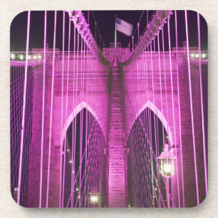Brooklyn Bridge Lit Purple Coaster