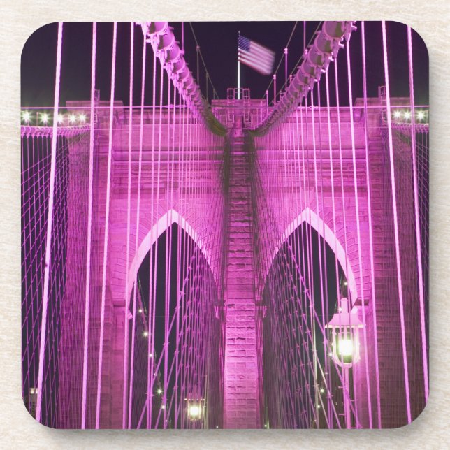 Brooklyn Bridge Lit Purple Coaster (Front)