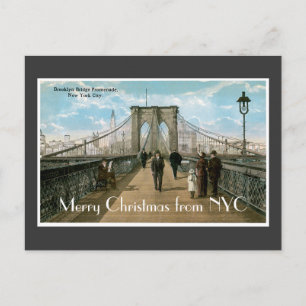 Brooklyn Bridge Merry Christmas Holiday Postcard