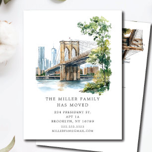 Brooklyn Bridge New Address Announcement Postcard