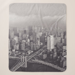 BROOKLYN BRIDGE NEW YORK A FOGGY DAY SHERPA BLANKET
