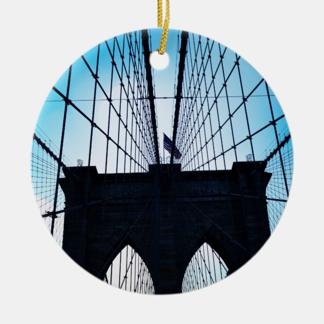 Brooklyn Bridge, New York Ceramic Tree Decoration (Front)