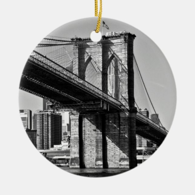Brooklyn Bridge New York City Ceramic Tree Decoration (Front)