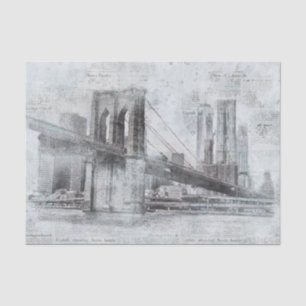 Brooklyn Bridge New York City Digital Manipulation Tissue Paper