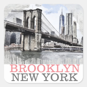 Brooklyn Bridge New York City Square Sticker