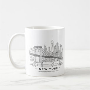 Brooklyn Bridge New York Minimalist Line Art Coffee Mug