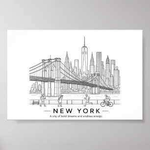 Brooklyn Bridge New York Minimalist Line Art Poster