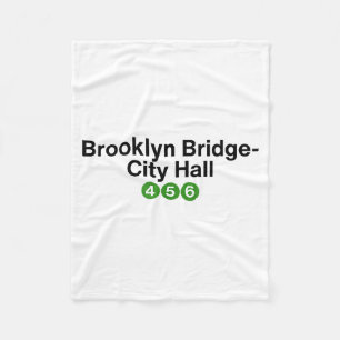 Brooklyn Bridge New York Subway Station Signs, Nyc Fleece Blanket