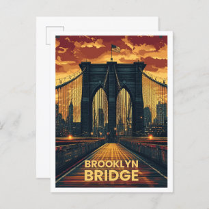 Brooklyn Bridge New York USA Vintage Travel Postcard
