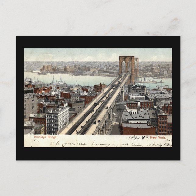 Brooklyn Bridge NY 1907 Vintage Postcard (Front)